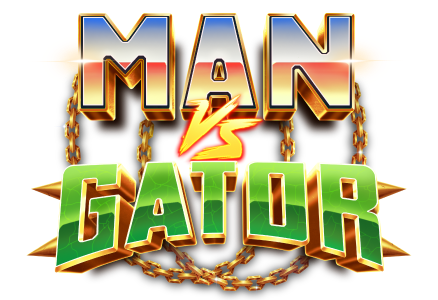 man vs gator slot game elk studios nostalgic games mrq online casino retro florida palm trees crocs tv sets sunset real money bets gold chains logo