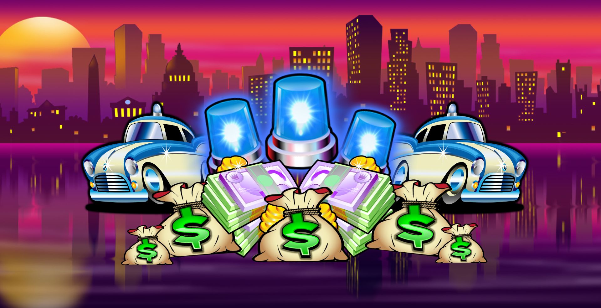 Cops n Robbers slot game siren cop money stacks dollar bills mrq online casino