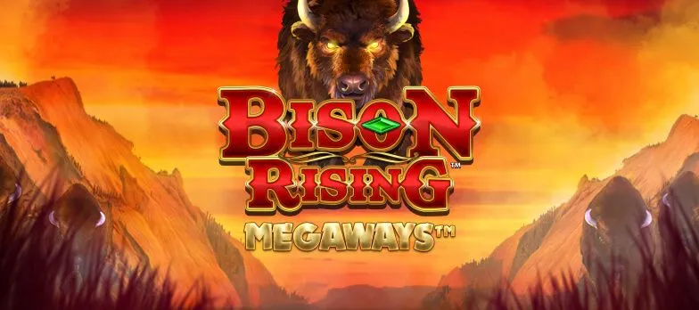 Bison Rising Megaways slot game buffalo image Native American wild themed slots mobile casino online MrQ way out west canyons