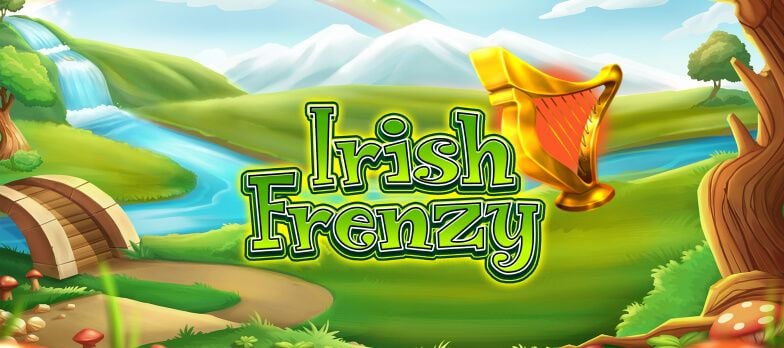 Irish Frenzy slot game irish themed slot games pot of gold leprechaun rainbow shamrocks meadow mrq online casino mobile casino real money bets golden harp