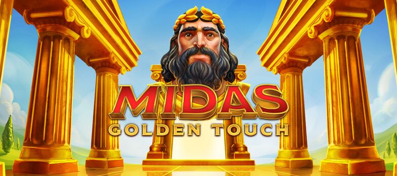 Midas Golden Touch slot game Greek God gold wreath halo ancient temple greek gaming video slots MrQ online casino real money bets golden pillars